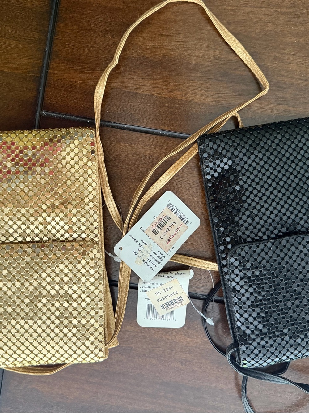 2 Metallic Gold and Black Sequin Crossbody Bag Set - Women